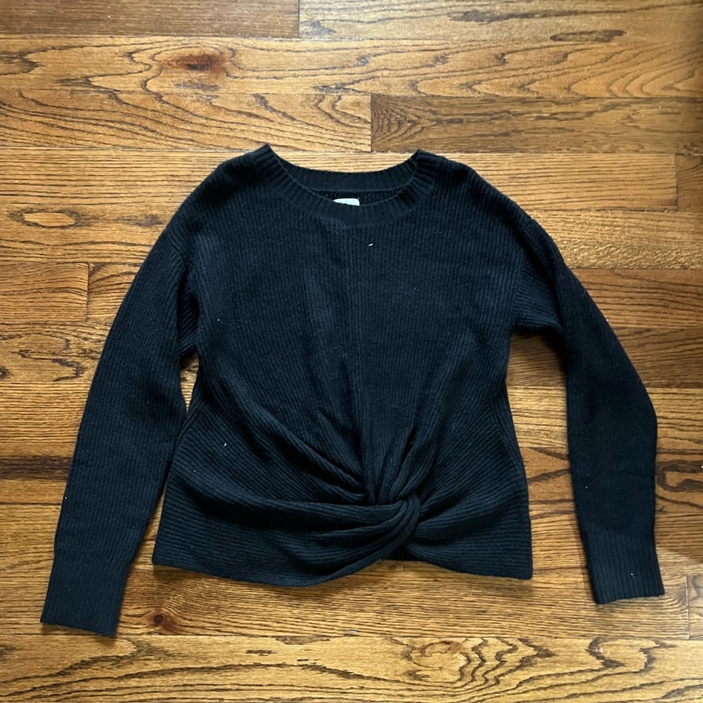 knit knotted front sweater